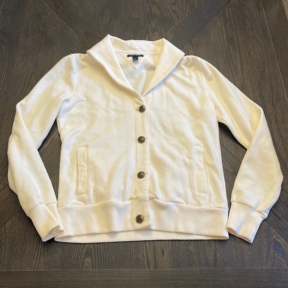 Tommy Hilfiger Cream Sweatshirt Button Up Size Medium - Picture 1 of 5